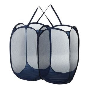 1 Pc 140L Folding Laundry Basket Portable Hamper Blue